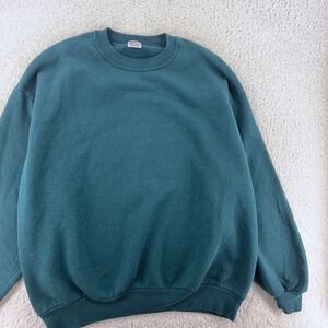 vintage 90s BLANK BLUE JERZEES CREWNECK SWEATSHIRT LARGE